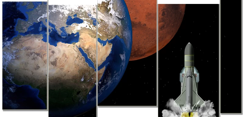 Envol d'une navette de Terre vers Mars Envol d'une navette de Terre vers Mars